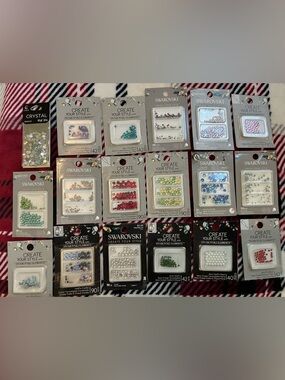 Swarovski Mixed Flat Back Crystal Packs - 17 packs + 1 no brand crystal bag